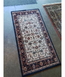 TAPIS LAINE ECRU ORANGÉ BLEU 160X80CM