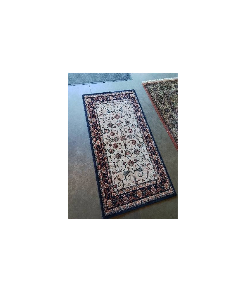 TAPIS LAINE ECRU ORANGÉ BLEU 160X80CM