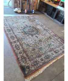TAPIS LAINE ECRU VERT VIEUX ROSE 300X200CM