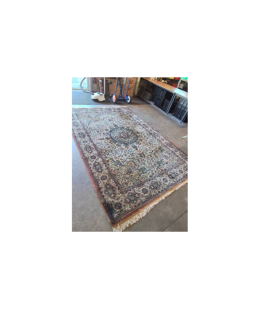 TAPIS LAINE ECRU VERT VIEUX ROSE 300X200CM