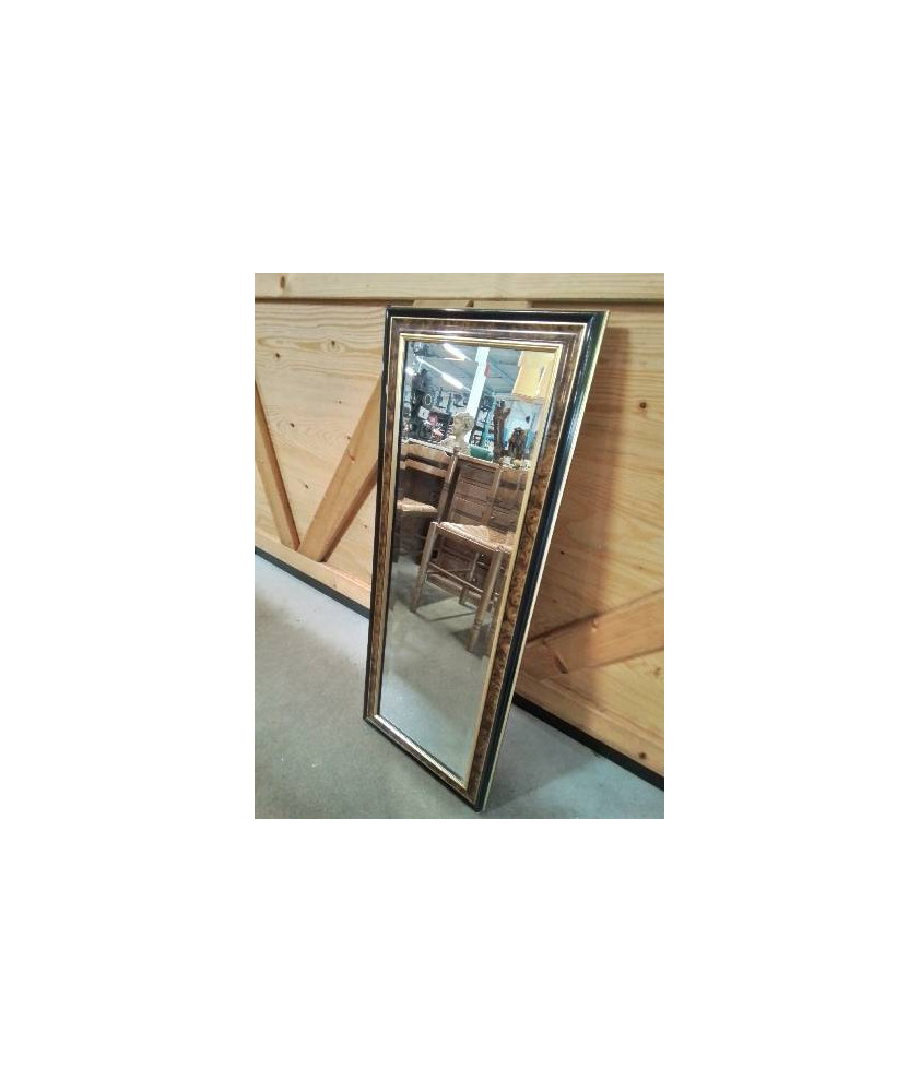 MIROIR RECTANGULAIRE BOIS MARRON NOIR DORÉ 
