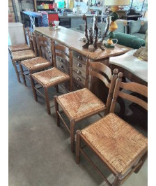 6 CHAISES DE CUISINE BOIS PAILLÉ 