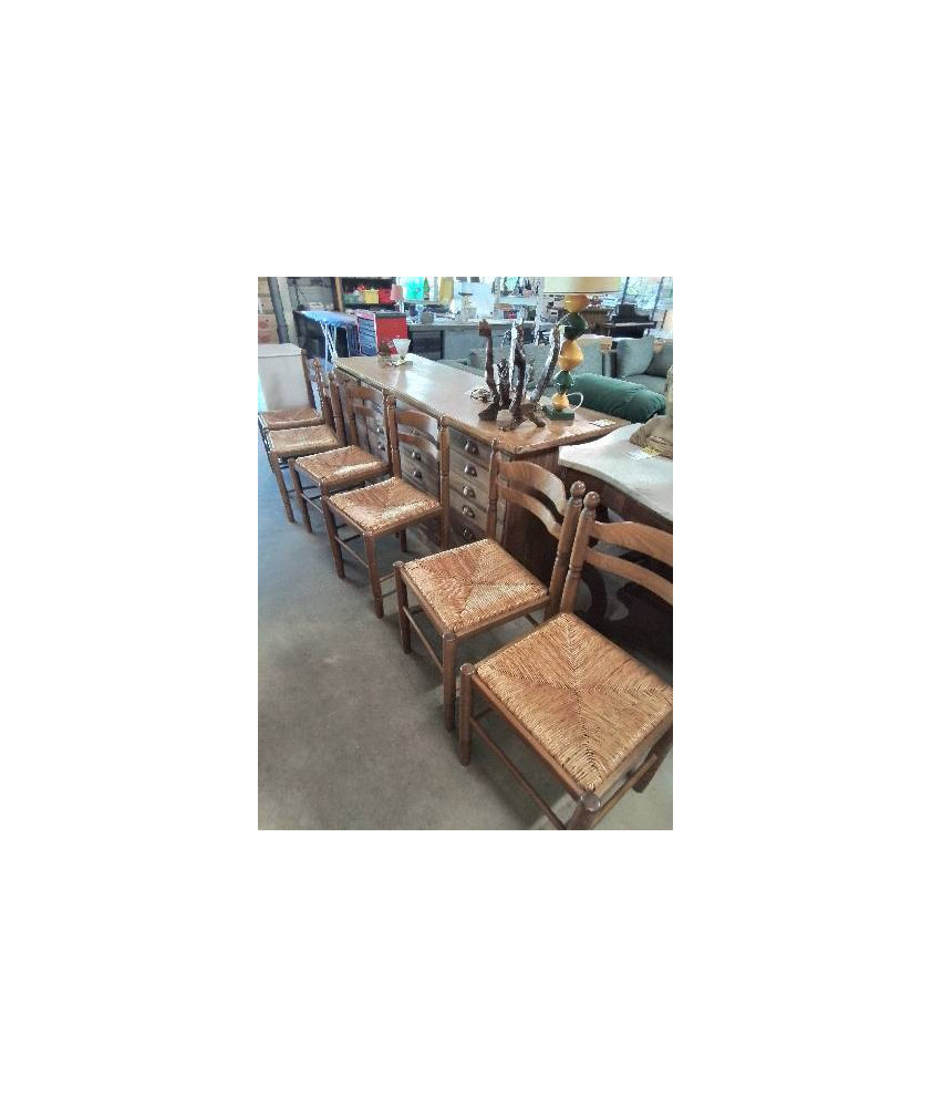 6 CHAISES DE CUISINE BOIS PAILLÉ 