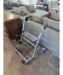 DEHAMBULATEUR PLIANT 4 ROUES MÉTAL GRIS