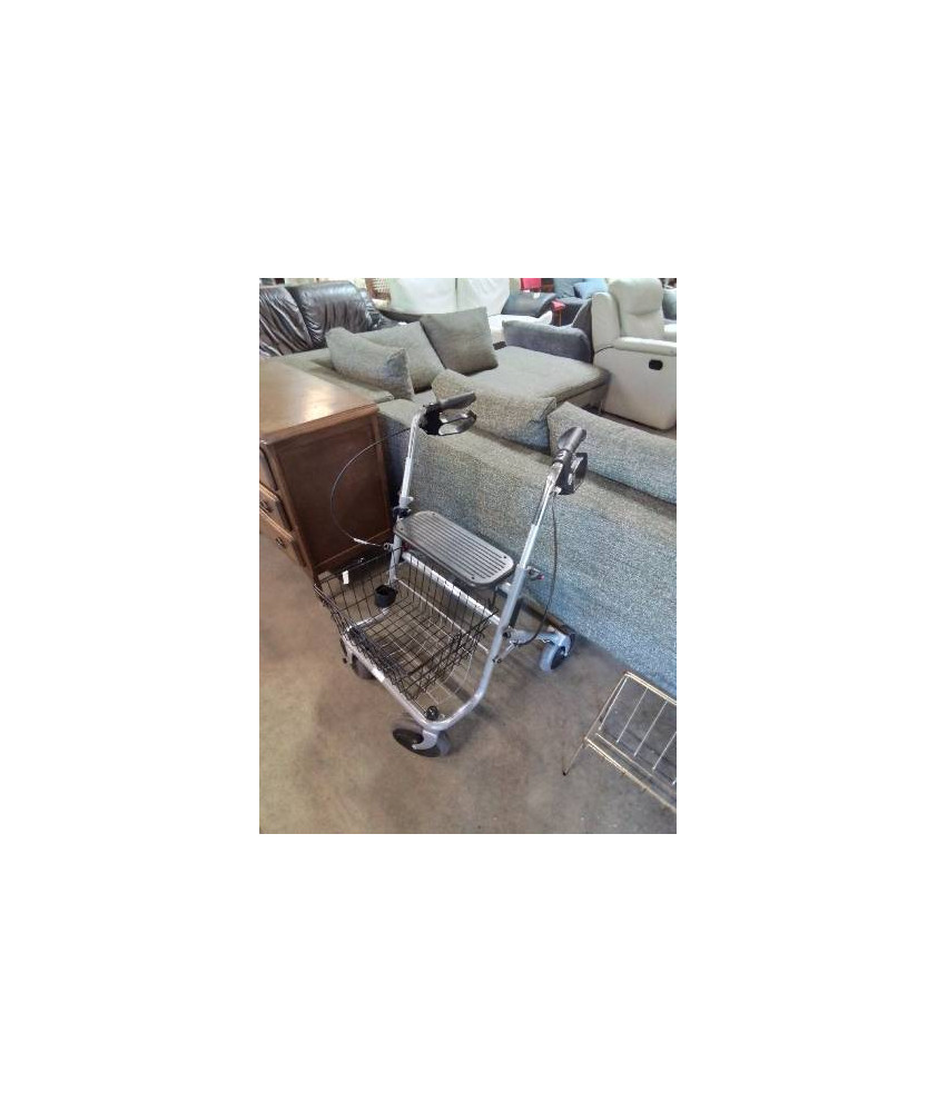 DEHAMBULATEUR PLIANT 4 ROUES MÉTAL GRIS