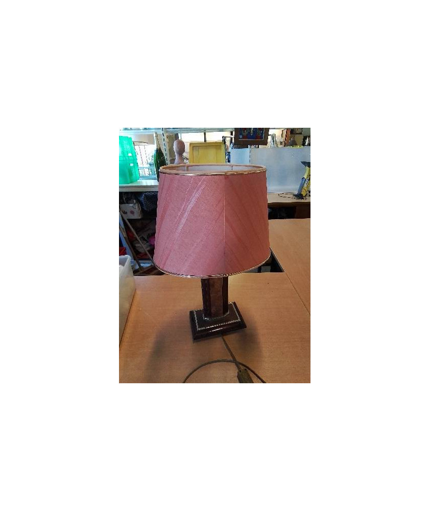 LAMPE RÉSINE MARRON ET DORÉ AJ ORANGE LISERÉ DORÉ 