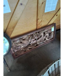PLAQUE DÉCO BOIS AU DRAGON STYLE ASIATIQUE 