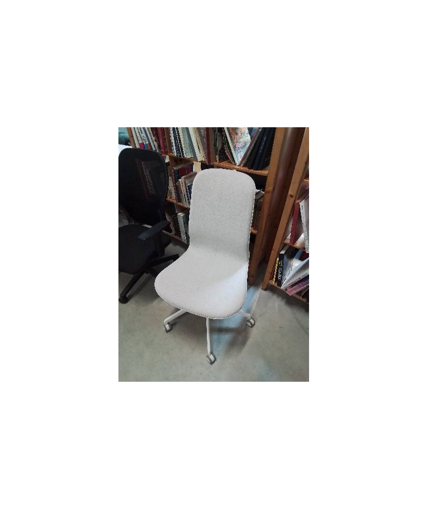 CHAISE DE BUREAU A ROULETTES PIÈTEMENT MÉTAL BLANC ASSISE TISSU TAUPE