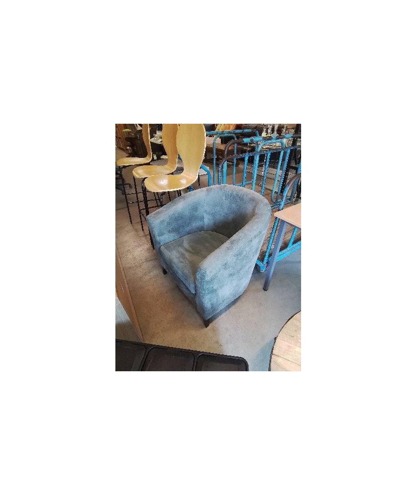 FAUTEUIL GONDOLE TISSU TAUPE PIEDS BOIS NOIR