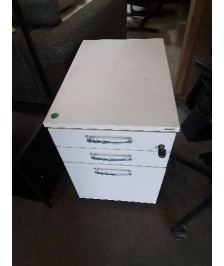 CAISSON DE BUREAU A ROULETTES BOIS BLANC 3 TIROIRS 