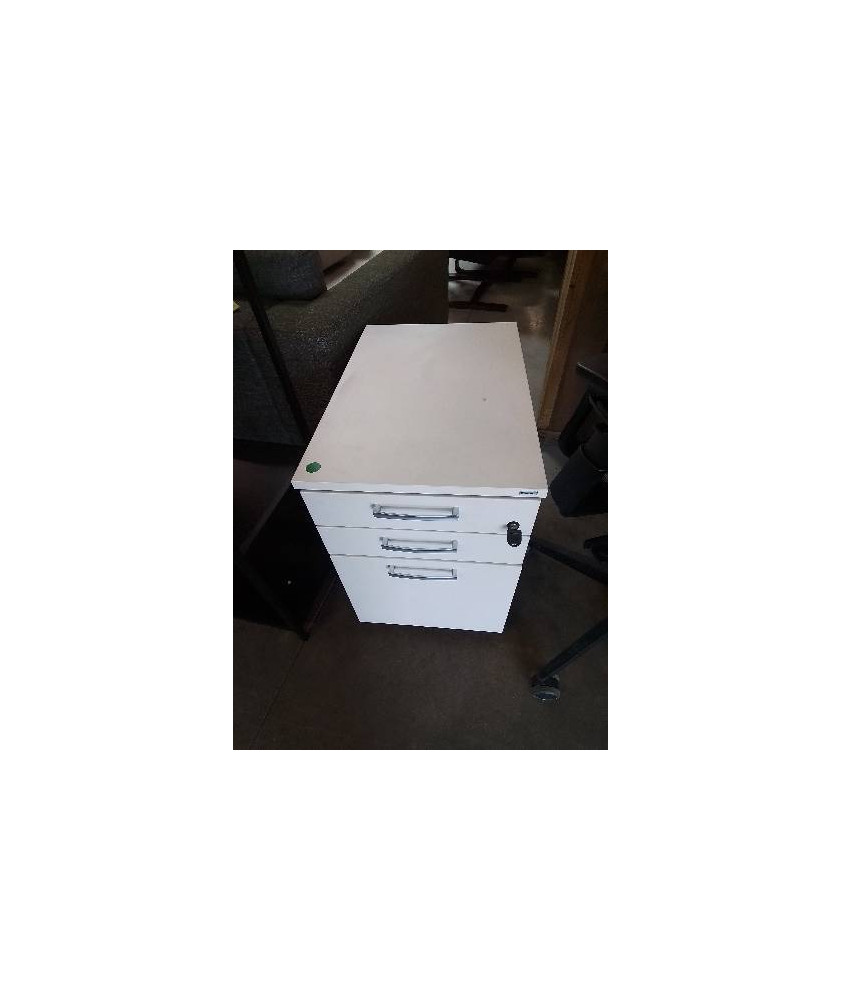 CAISSON DE BUREAU A ROULETTES BOIS BLANC 3 TIROIRS 