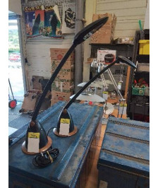 LAMPE DE BUREAU RÉSINE NOIR SOCLE BOIS UNILUX 