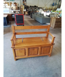 BANC COFFRE CHÊNE CLAIR MOULURÉ 