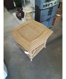 TABLE BASSE CARRÉE 2 NIVEAUX ROTIN ET VANNERIE 