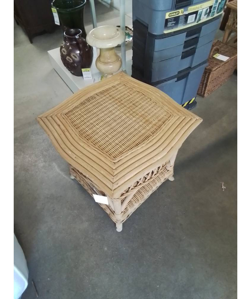 TABLE BASSE CARRÉE 2 NIVEAUX ROTIN ET VANNERIE 