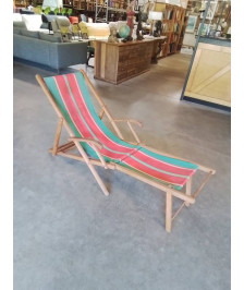 CHILIENNE BOIS TISSU VERT ET ROUGE ANNÉES 50