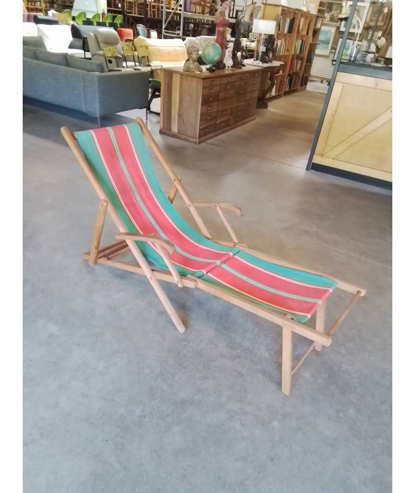 CHILIENNE BOIS TISSU VERT ET ROUGE ANNÉES 50