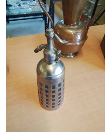 SYPHON VERRE TEINTE BLEU GAINÉ MÉTAL SIPHONIA PARIS DÉBUT XXE