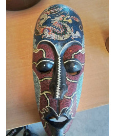 MASQUE AFRICAIN BOIS COLORÉ 