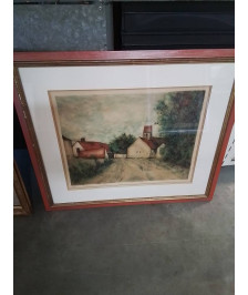 LITHOGRAPHIE NUMÉROTÉE ET CONTRESIGNÉE ENTRÉE DE VILLAGE 