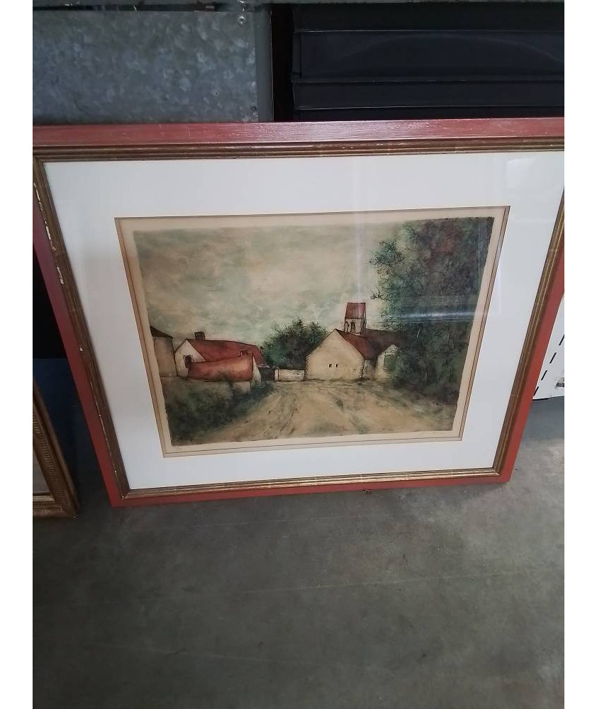 LITHOGRAPHIE NUMÉROTÉE ET CONTRESIGNÉE ENTRÉE DE VILLAGE 
