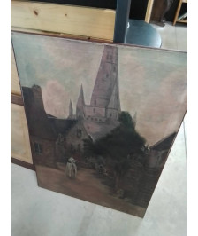 HUILE SUR TOILE ÉCOLE BRETONNE DEBUT XXE