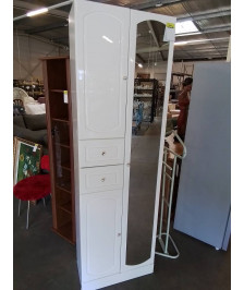MEUBLE DE SALLE DE BAIN BOIS BLANC LAQUÉ 3 PORTES 2 TIROIRS 