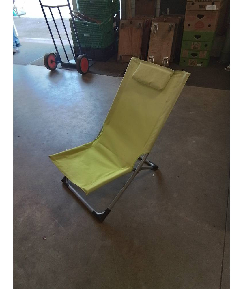 TRANSAT PLIANT DE JARDIN MÉTAL GRIS ET TOILE VERT