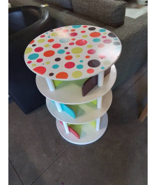 BIBLIOTHÈQUE TOURNANTE ENFANT BOIS COLORÉ 