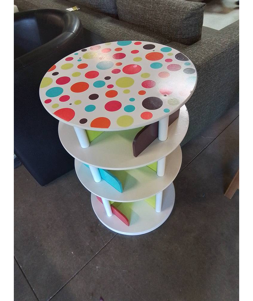 BIBLIOTHÈQUE TOURNANTE ENFANT BOIS COLORÉ 