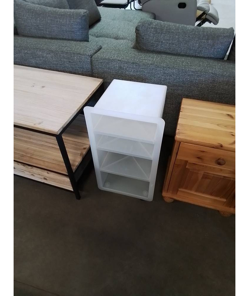 ÉTAGÈRE A ROULETTES RESINE BLANC 4 NICHES
