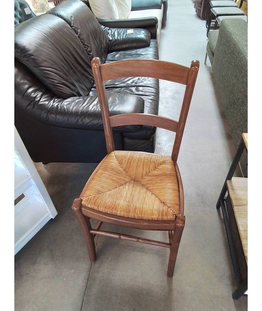 CHAISE BOIS PAILLÉ DOSSIER 2 BARREAUX 