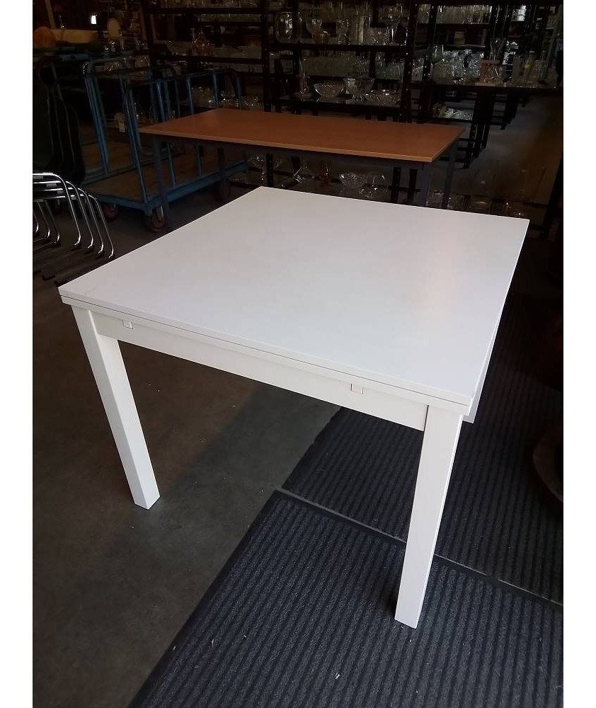 TABLE CARRÉE EXTENSIBLE BOIS ECRU 90X90X74CM