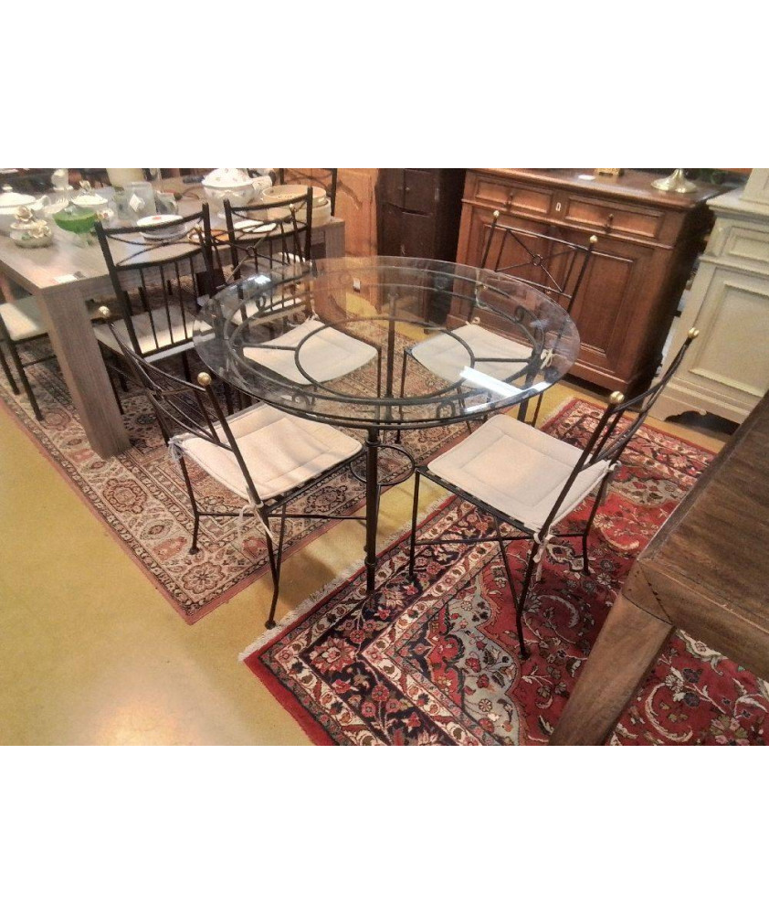 TABL FER FORGÉ PLATEAU VERRE