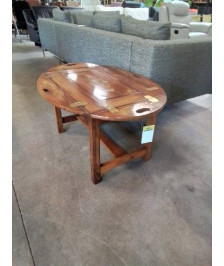  TABLE BASSE MAJORDOME BOIS MARQUETÉ A INCRUSTATION LAITON