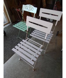 CHAISE DE JARDIN PLIANTE FER FORGÉ BLANC
