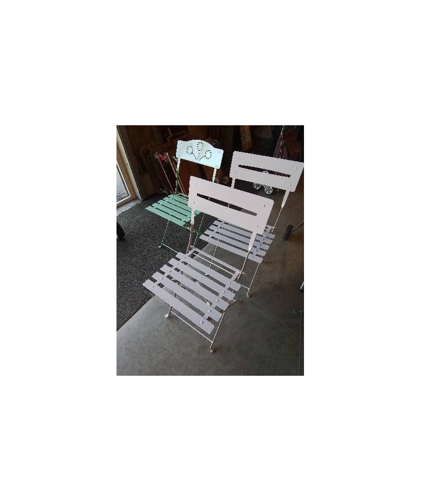 CHAISE DE JARDIN PLIANTE FER FORGÉ BLANC