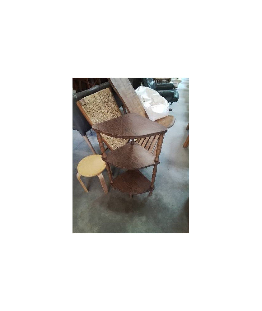 CONSOLE D’ANGLE A COLONNES 3 TABLETTES 