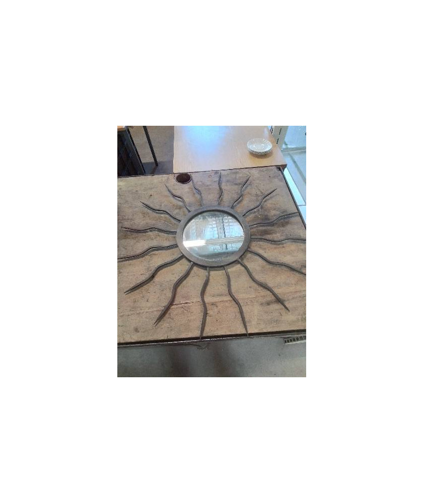 MIROIR SOLEIL FER FORGÉ ANNÉES 50