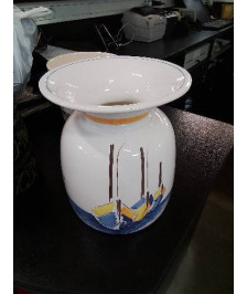 VASE CÉRAMIQUE HENRIOT QUIMPER DÉCOR AUX VOILIERS 