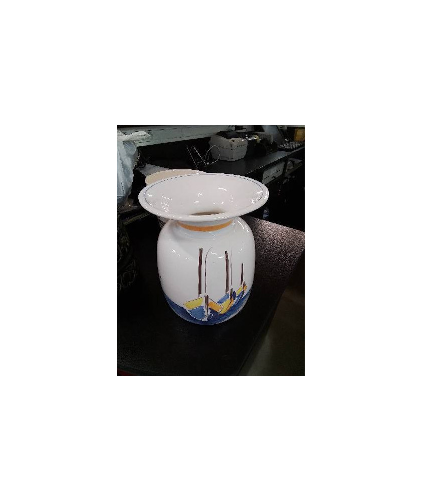 VASE CÉRAMIQUE HENRIOT QUIMPER DÉCOR AUX VOILIERS 
