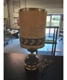 LAMPE MÉTAL DORÉ ET MARRON AJ TISSU ANNÉES 70