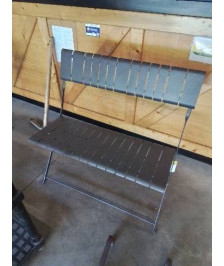 BANC DE JARDIN PLIANT METAL GRIS AJOURÉ 