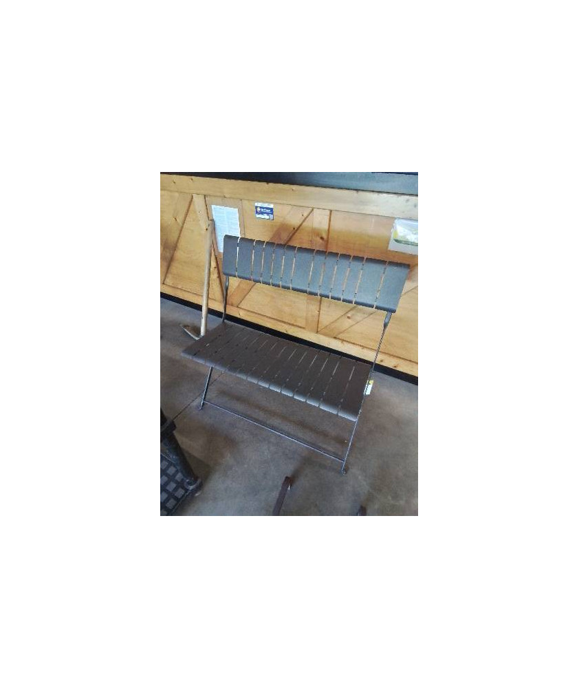 BANC DE JARDIN PLIANT METAL GRIS AJOURÉ 