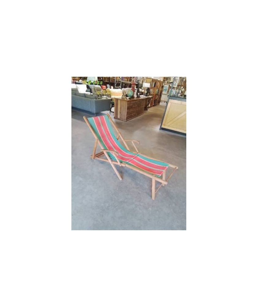 CHILIENNE BOIS TISSU VERT ET ROUGE ANNÉES 50