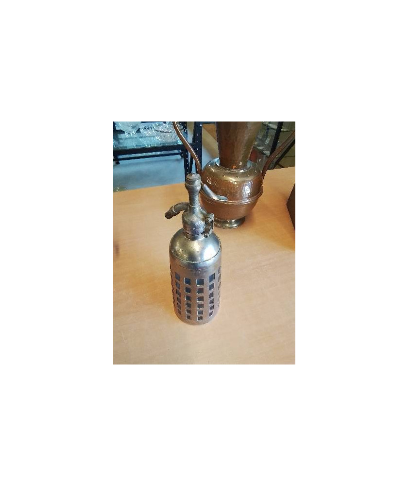 SYPHON VERRE TEINTE BLEU GAINÉ MÉTAL SIPHONIA PARIS DÉBUT XXE