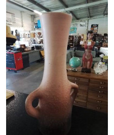 VASE CÉRAMIQUE ROSE ET NOIR 2 ANSES DC SAINT PAIR SUR MER ANNÉES 60