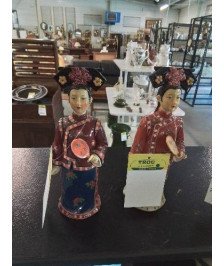 STATUETTE RÉSINE PEINT FEMME ASIATIQUE 