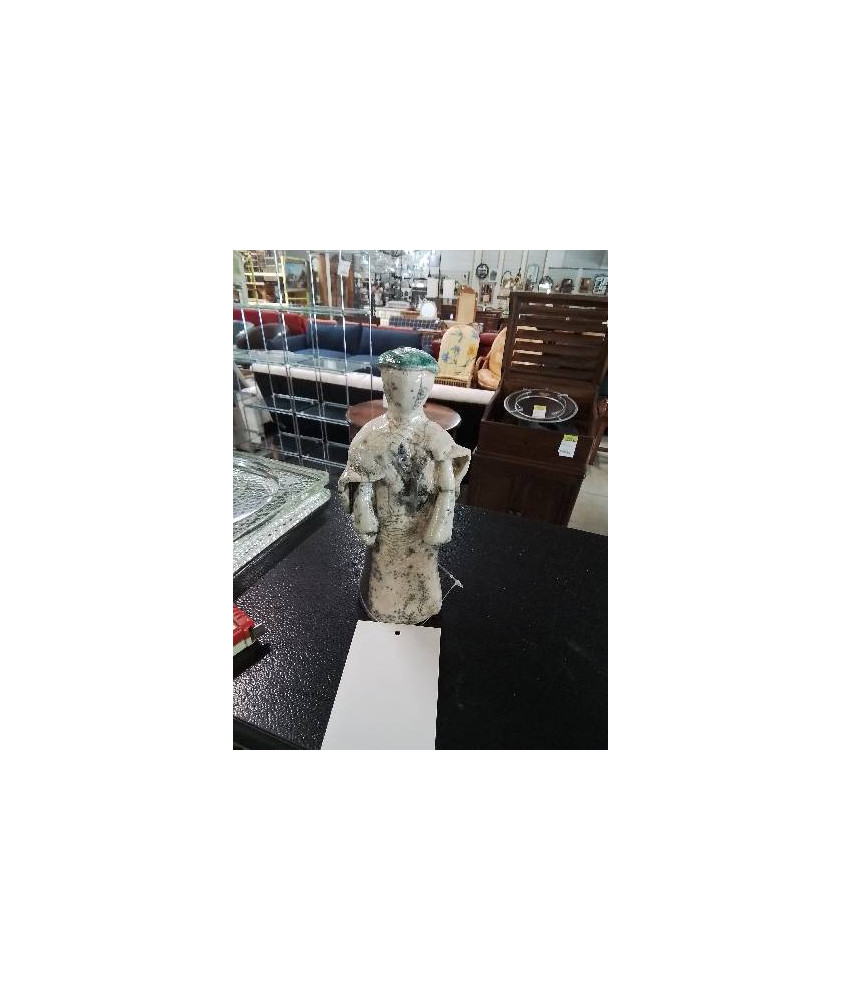 STATUETTE HOMME RELIGIEUX CÉRAMIQUE ÉMAILLÉE 19CM