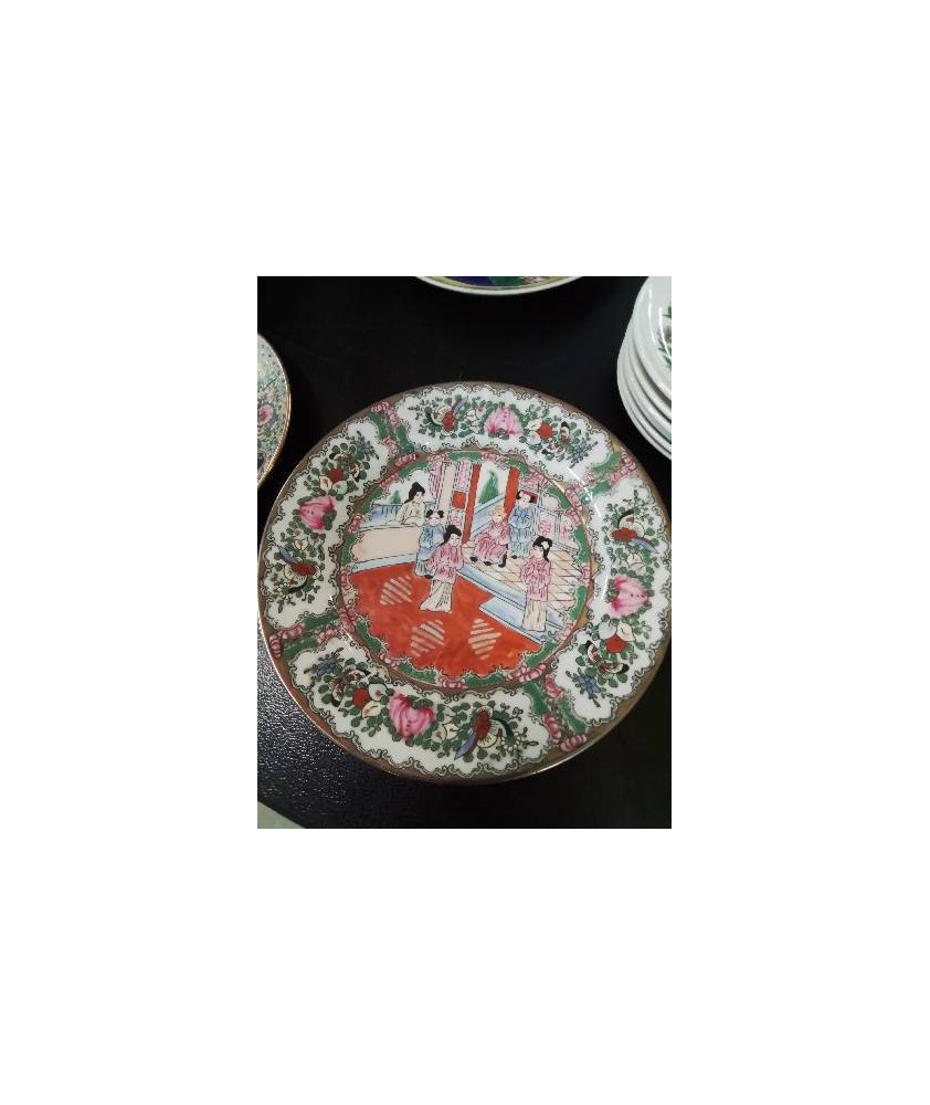 ASSIETTE PORCELAINE CHINOIS ÉMAILLÉE 